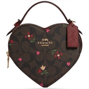 Coach Heart Crossbody in Signature Canvas with Heart Petal Print (No. C8040).